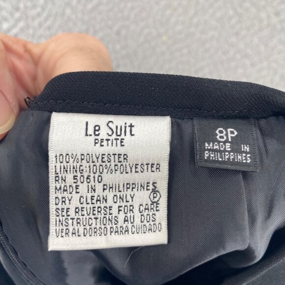 Le Suit Skirt Womens 8 Petite Black Ruffle Trumpet Flare Knee Length Career Work - Picture 5 of 8